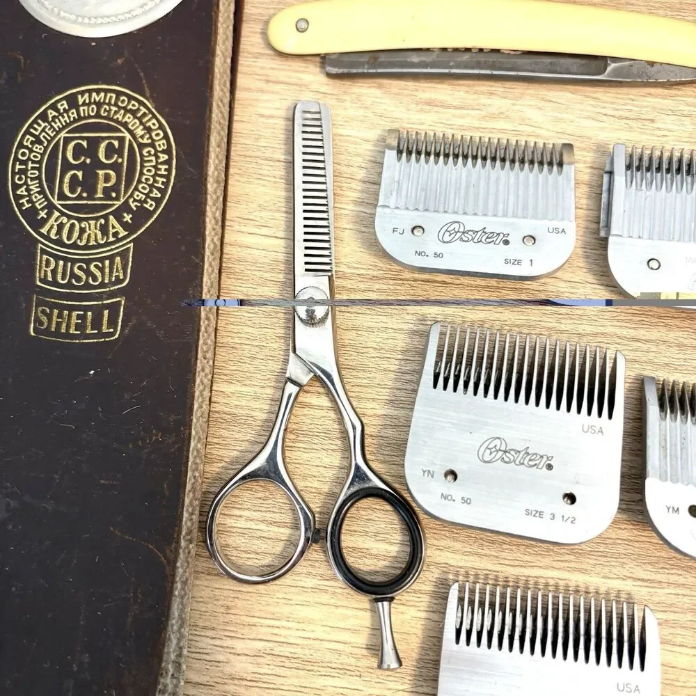 Vintage Barber Lot Oster No. 50 Clipper Blades Andis BG Blade Straight Razor